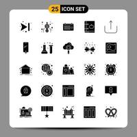 25 signes de symboles de glyphe de pack d'icônes noires pour des conceptions réactives sur fond blanc 25 icônes définies vecteur