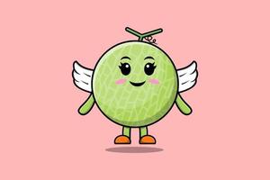 personnage de dessin animé mignon melon portant des ailes vecteur