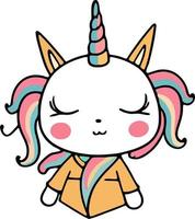 illustration de licorne chibi détendue vecteur