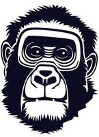visage de gorille noir et blanc vecteur