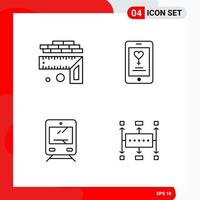 ensemble créatif de 4 icônes de contour universel isolé sur fond blanc vecteur