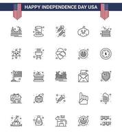 pack de 25 symboles de la fête de l'indépendance des états-unis de drum usa usa american shoot modifiable usa day vector design elements