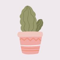 cactus maison en pot de fleurs. doodle plante d'intérieur dessinée à la main dans un pot vecteur