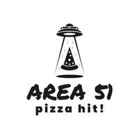 création de logo zone 51 pour pizzeria avec concept extraterrestre vecteur