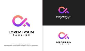 lettre un logo tech avec une belle couleur dégradée, illustration de conception de logo vectoriel tech.