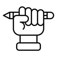 icône de ligne main et crayon vecteur