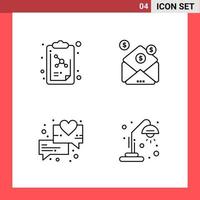 4 symboles de contour de style de ligne pack d'icônes sur fond blanc signes simples pour la conception générale vecteur