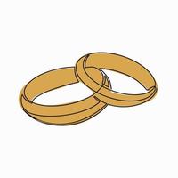 un motif continu de deux anneaux. une icône de bagues de mariage sur un fond blanc. illustration minimaliste à la mode. dessin en une seule ligne. illustration vectorielle vecteur