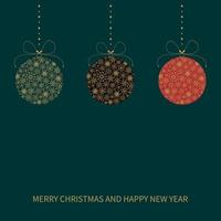 carte de noël festive avec des boules de noël faites de flocons de neige. carte de voeux joyeux noël et bonne année vecteur