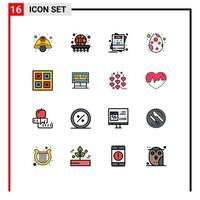 ensemble de 16 symboles d'icônes d'interface utilisateur modernes signes pour la page de jeu de décoration d'oeuf eid éléments de conception de vecteur créatif modifiables