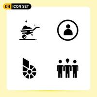 4 icônes créatives pour la conception de sites Web modernes et des applications mobiles réactives 4 signes de symboles de glyphe sur fond blanc 4 pack d'icônes vecteur