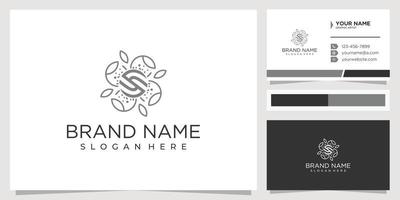 concept de design de logo minimaliste feuille et lettre s vecteur