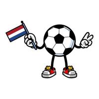 mascotte de football de football tenant le drapeau des pays-bas vecteur