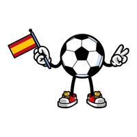 mascotte de football de football tenant le drapeau de l'espagne vecteur