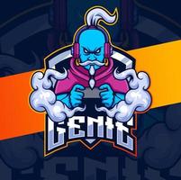 conceptions de mascotte de personnage de génie pour les jeux de logo et l'esport vecteur