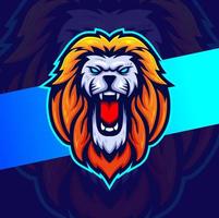 conception d'esport de mascotte de tête de lion pour le logo de joueur et de sport vecteur