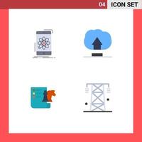 pack d'icônes plates de 4 symboles universels de données recherche commerciale téléchargement planification éléments de conception vectoriels modifiables vecteur