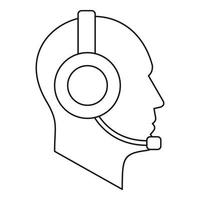 homme avec une icône de casque, style de contour vecteur