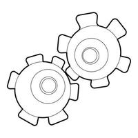 icône de roue dentée, style de contour vecteur