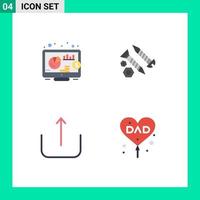 pictogramme ensemble de 4 icônes plates simples d'investissement ui vis outil ballon éléments de conception vectoriels modifiables vecteur