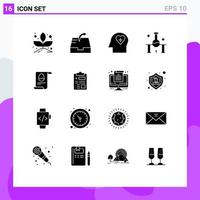 interface mobile glyphe solide ensemble de 16 pictogrammes de données d'oeuf amour fichier expérience scientifique éléments de conception vectoriels modifiables vecteur