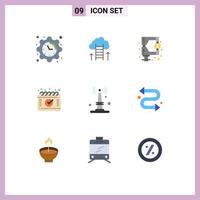 pack de 9 signes et symboles de couleurs plates modernes pour les supports d'impression web tels que le calendrier iot focus calendrier fiscal éléments de conception vectoriels modifiables vecteur