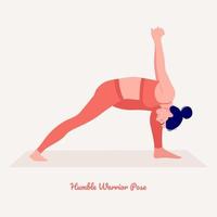 posture de yoga humble guerrier. jeune femme pratiquant l'exercice de yoga. fitness d'entraînement de femme, aérobie et exercices. vecteur