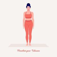 pose de yoga de montagne. jeune femme pratiquant l'exercice de yoga. fitness d'entraînement de femme, aérobie et exercices. vecteur