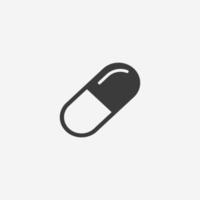 pilule, médicament, gélule, pharmacie, tablette, médecine icône vecteur signe symbole isolé
