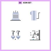pack d'icônes plates de 4 symboles universels de bâtiments drop propriété bijoux électriques éléments de conception vectoriels modifiables vecteur
