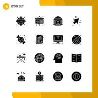 16 concept de glyphe solide pour les sites Web mobiles et les applications dessert banque droite éléments de conception vectoriels modifiables de sécurité vecteur