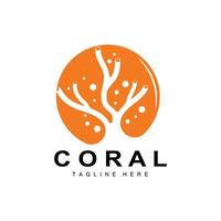 logo corail, les plantes marines placent les animaux marins, vecteur océanique, icônes d'algues