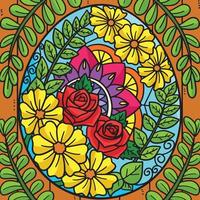 illustration de dessin animé coloré oeuf de pâques floral vecteur