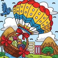 oeufs de pâques dans un dessin animé coloré en montgolfière vecteur