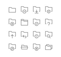 ensemble d'icônes liées aux fichiers et dossiers, référentiel, synchronisation, dossier réseau et vecteurs de variété linéaire. vecteur