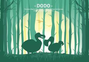 Dodo Forêt Cartoon Silhouette Illustration Vecteur