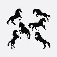 chevaux noirs, silhouette, ensemble, vecteur, illustration vecteur