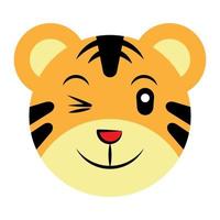 icône de vecteur de visage de tigre mignon