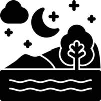 icône de glyphe de paysage de nuit vecteur