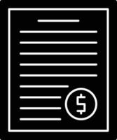 icône de glyphe de facture vecteur