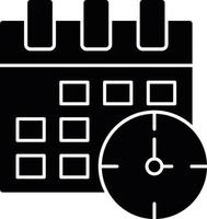 icône de glyphe d'heure et de date vecteur