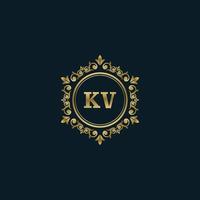 logo lettre kv avec modèle or de luxe. modèle vectoriel de logo d'élégance.