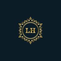 lettre lh logo avec modèle d'or de luxe. modèle vectoriel de logo d'élégance.