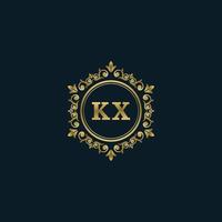 logo lettre kx avec modèle or de luxe. modèle vectoriel de logo d'élégance.