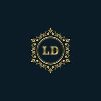 logo lettre ld avec modèle or de luxe. modèle vectoriel de logo d'élégance.