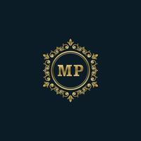 logo lettre mp avec modèle or de luxe. modèle vectoriel de logo d'élégance.