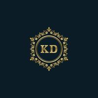 logo lettre kd avec modèle or de luxe. modèle vectoriel de logo d'élégance.