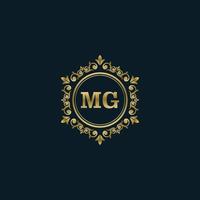 logo lettre mg avec modèle or de luxe. modèle vectoriel de logo d'élégance.