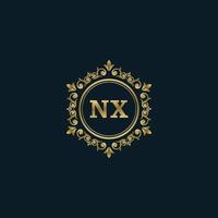 logo lettre nx avec modèle or de luxe. modèle vectoriel de logo d'élégance.