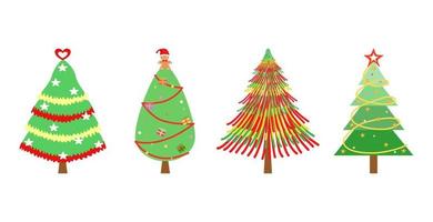 vecteur - jolie collection d'arbres de Noël dans un design différent. vacances, nouvel an, concept de noël. peut être utilisé pour imprimer, étiqueter, autocollant ou décorer n'importe quel site Web, carte, affiche, bannière.